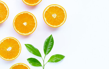 High vitamin C, Juicy and sweet. Fresh orange fruit on white.
