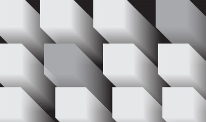 Black and gray abstract geometric background design with transparent cube squares. vector