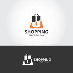 Initial  U Shop Logo designs Template. Illustration vector graphic of  letter and shop bag combination logo design concept. Perfect for Ecommerce,sale, discount or store web element. Company emblem © aqilah