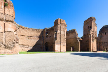 3rd century Baths of Caracalla, ruins of ancient Roman public baths, Rome, Italy