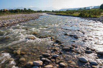the river in the mountains, mountain stream