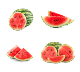 watermelon with slices an isolated on white background