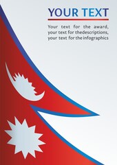 Obraz premium Flag of Nepal, Federal Democratic Republic of Nepal, template for the award, an official document with the flag and the symbol of Nepal