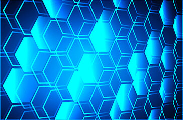 binary circuit board future technology, blue cyber security concept background, Hexagon honeycomb grid pixel vector