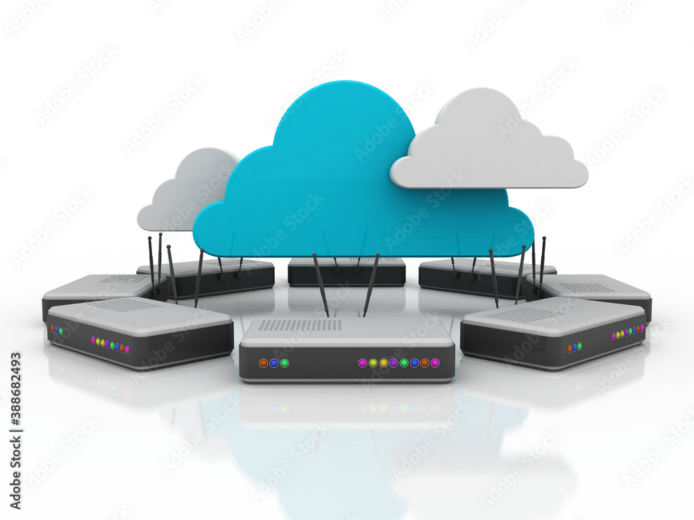 Poster 3d rendering transmitter wifi