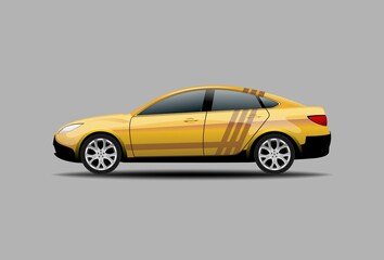 Yellow Sedan Car Isolated side view