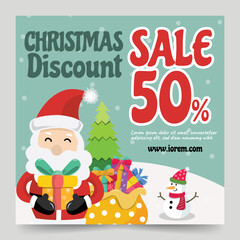 christmas banner sale santa claus snowman and gift vector design 02