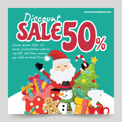 christmas banner sale santa claus snowman and vector design 09