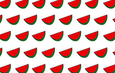 Seamless Watermelon Pattern, watermelon slices.