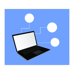 laptop and some white circles on the side and top