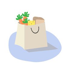 illustration of a grocery bag full of  fresh produce.