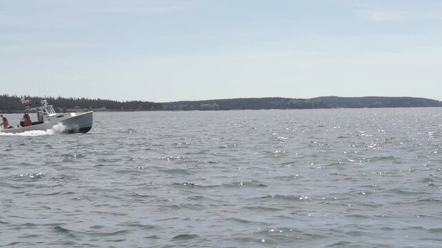 Fisherman's troller passing in Bar Harbor, Maine.