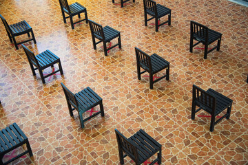  social distancing  with chairs in the meeting room