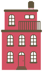 cartoon building / house flat design illustration (front view)
