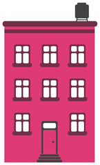 cartoon building / house flat design illustration (front view)