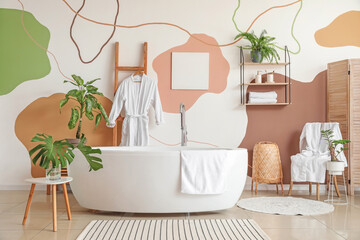 Interior of stylish clean bathroom