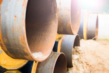 The pipeline is rusty and insulated