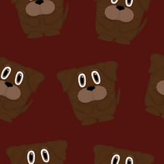 seamless pattern with cute dogs on a red background