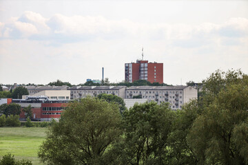 Countryside landscape view with city Jelgava in the background.