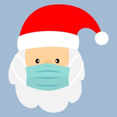 Santa Claus head wearing a medical mask