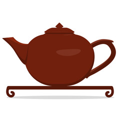 Chinese teapot. Isolated vector image on white background. Clipart for design