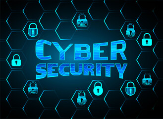 Safety concept, Closed Padlock on digital background, cyber monday security, Blue abstract hi speed internet technology background illustration. key vector