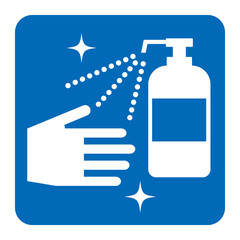 Obraz premium コロナウイルス感染対策/アルコール消毒白抜き角丸四角青アイコン/白背景