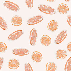 fresh orange citrus slices, pattern, watercolor