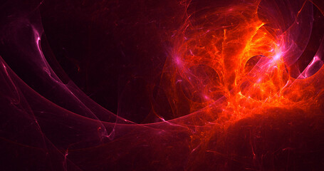 3D rendering abstract red fractal light background