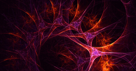3D rendering abstract red fractal light background