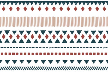 Ethnische Vektor nahtlose Muster. Stammesgeometrischer Hintergrund, Boho-Motiv, Maya, aztekische Ornamentillustration. Teppich Textildruck Textur