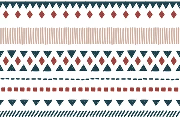 Wallpaper murals Boho style Ethnic vector seamless pattern. Tribal geometric background, boho motif, maya, aztec ornament illustration. rug textile print texture