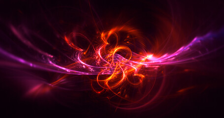 3D rendering abstract red fractal light background