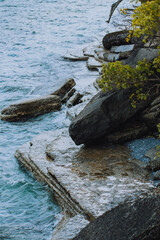 rocks with water slamming in