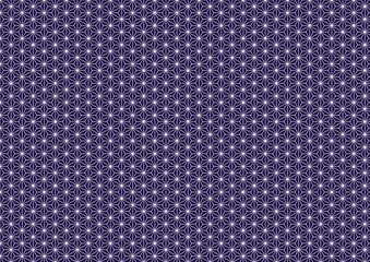 和紙に描かれた 紺色の麻の葉、和柄パターン背景素材