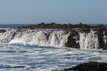 Landscape view of the rocky coast of California along Highway 1.