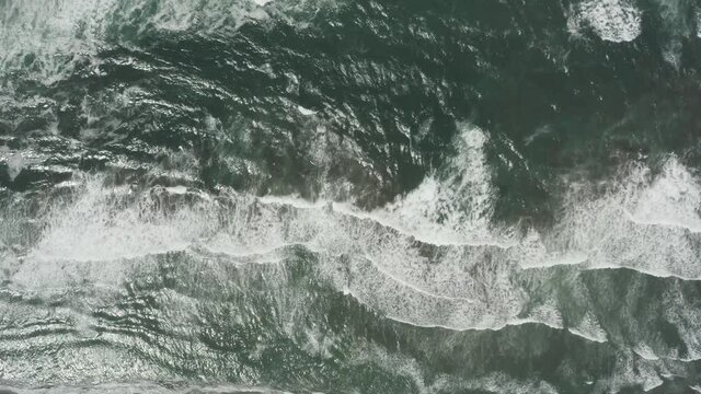 Drone Footage Overhead Of Blue Ocean Waves