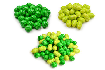 Green chewing gum isolated on white background.
