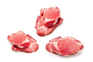 Raw pork isolated on white background.