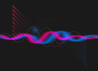 Flat vector. Neon glow cyberpunk background. Dynamic shapes composition. Eps10 vector.