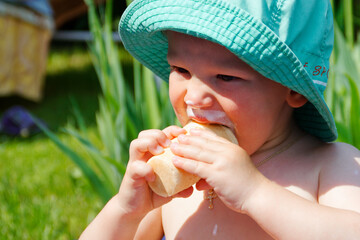 portrait of a child with ice cream