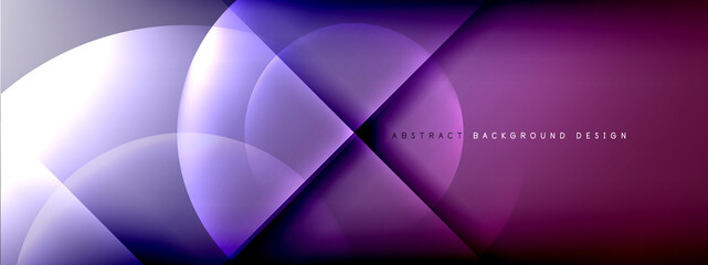 Vector abstract background - circle and cross on fluid gradient with shadows and light effects. Techno or business shiny design templates for text