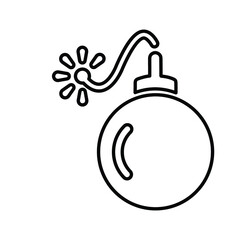 Grenade, bomb outline icon. Line art vector graphics