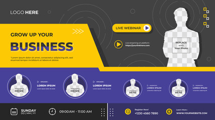 Purple and Black Geometric background with memphis style, Suitable for web banner, business webinar, Marketing seminar, Online Courses, landing page, poster and many more