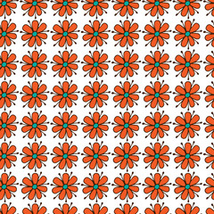 Bright flowers seamless, botanical illustration