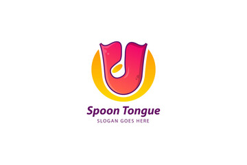 tongue spoon logo design template.   colorful object isolated on white background.