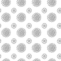 Seamless botanic pattern with white hand drawn flowers