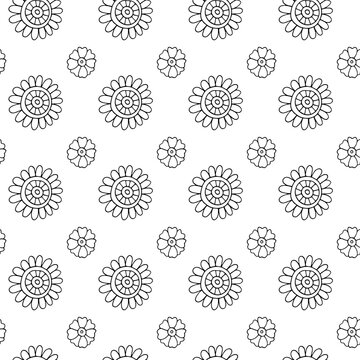Seamless botanic pattern with white hand drawn flowers