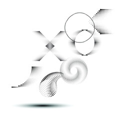 Abstract Hipster halftone dots Background . Vector Design with striped shapes . geometric elements for business cards, brochures. Geometrical chaotic creative composition