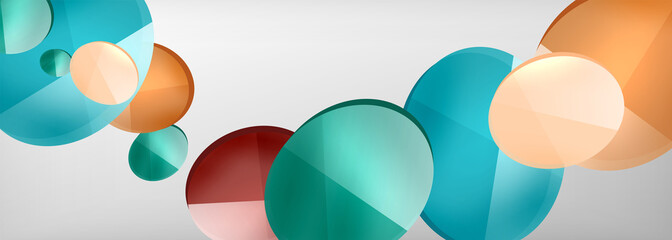 Abstract glossy round shapes vector background. Vector futuristic illustration for covers, banners, flyers and posters and other